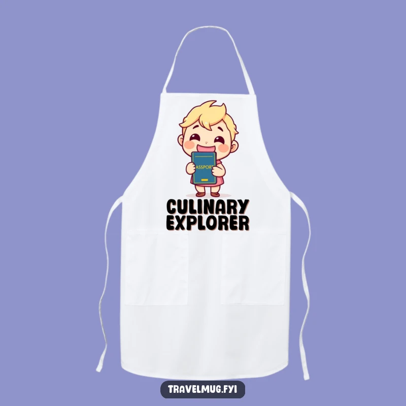 Funny Passport Ready Apron: Chef Grins While Holding Travel Document