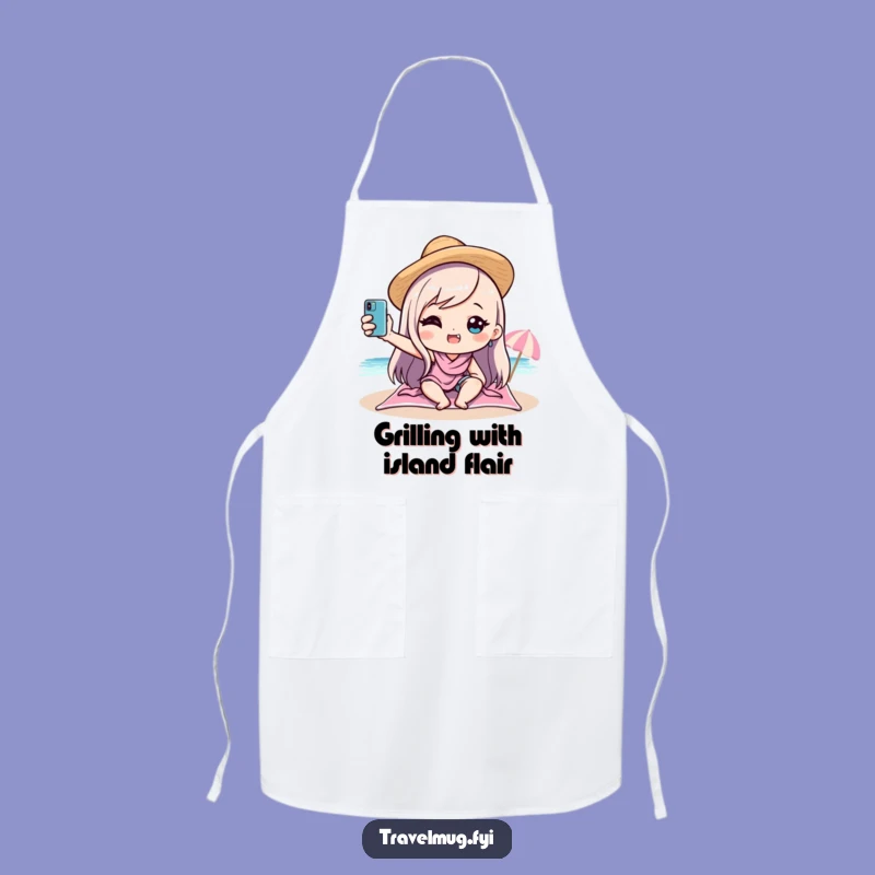 Funny Kawaii Beach Selfie Apron: Cook Up Smiles in the Kitchen, Perfect Funny Gift