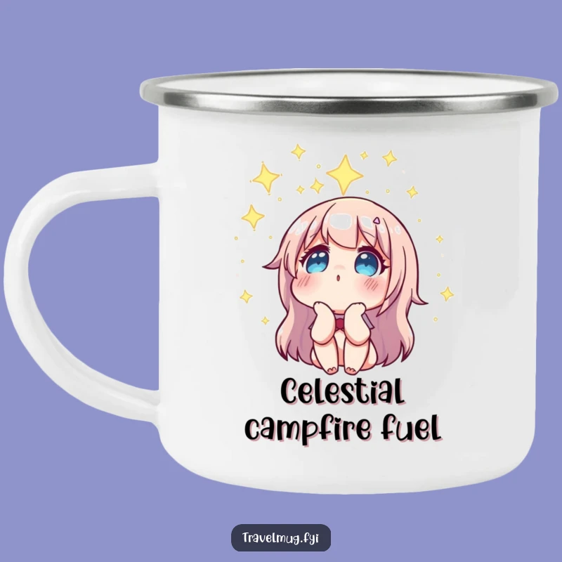 Funny Constellation Camping Mug: Character Gazes At Stars, Outdoor Cosmic Gift
