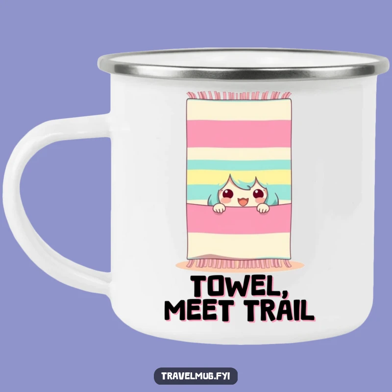 Funny Beach Towel Camping Mug - Adventure with a Seaside Peek