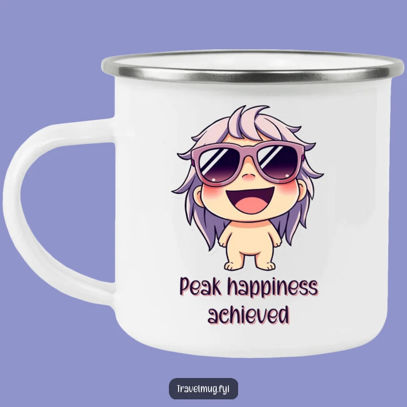 Funny Cool Grin Camping Mug: Character's Outdoor Cool, Happy Trails, Perfect Funny Gift