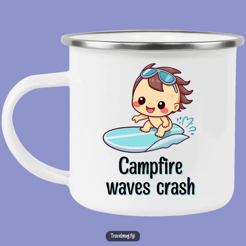 Funny Kawaii Surfer Camping Mug - Adventure Beach Outdoor Gift