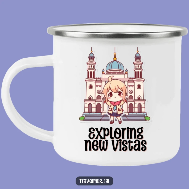 Funny Landmark Posing Character Camping Mug: Adventure Fuel & Humor