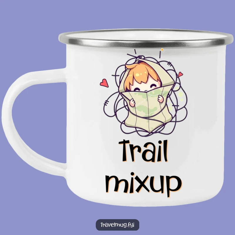 Funny Map Tangle Camping Mug: Character Lost In Cartography, Outdoor Humor