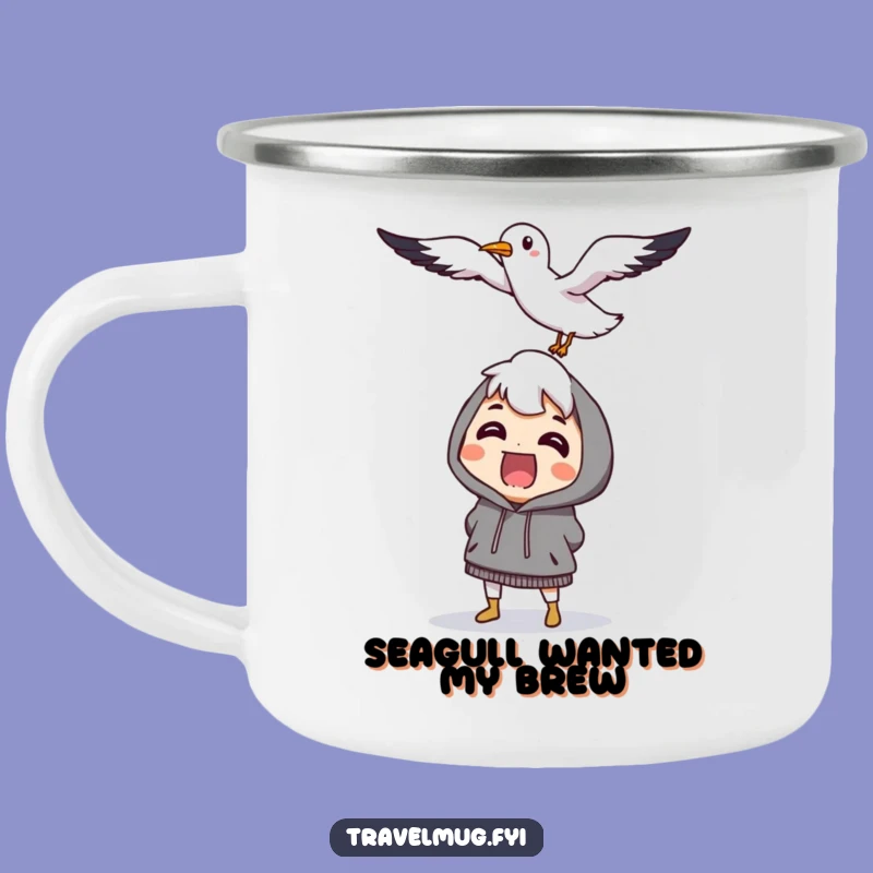 Funny Seagull Surprise Camping Mug: Sip & Avoid Gulls Outdoors, Hilarious Gift