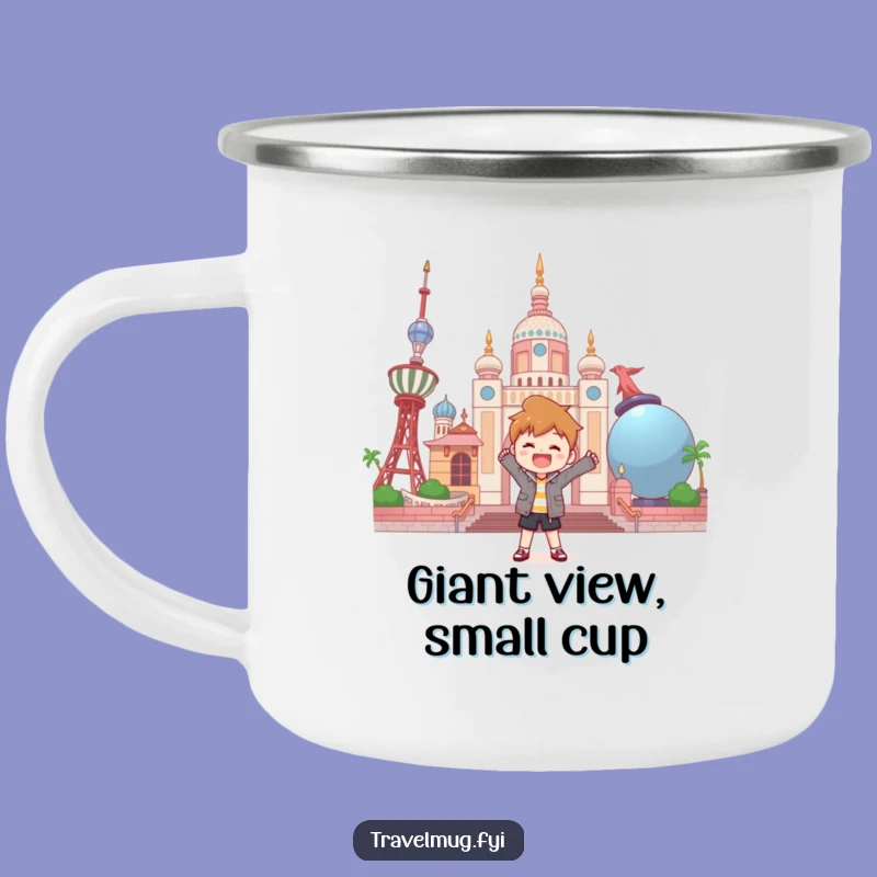 Funny Giant Objects Landmark Camping Mug - Quirky Travel Souvenir