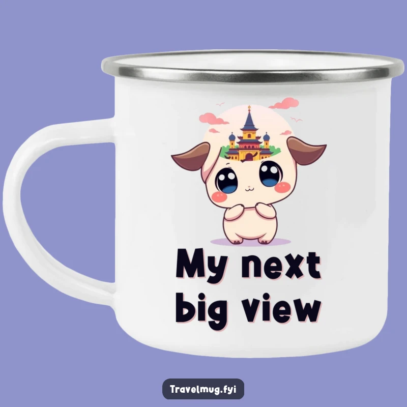 Funny Kawaii Campfire Mug: Wide-Eyed Landmark Views, Outdoor Humor Gift