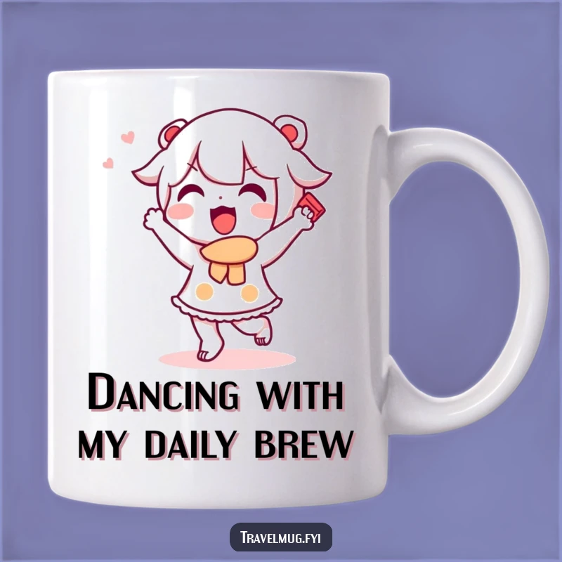 Funny Kawaii Souvenir Mug: Happy Dance Celebration, Hilarious Travel Gift Idea!