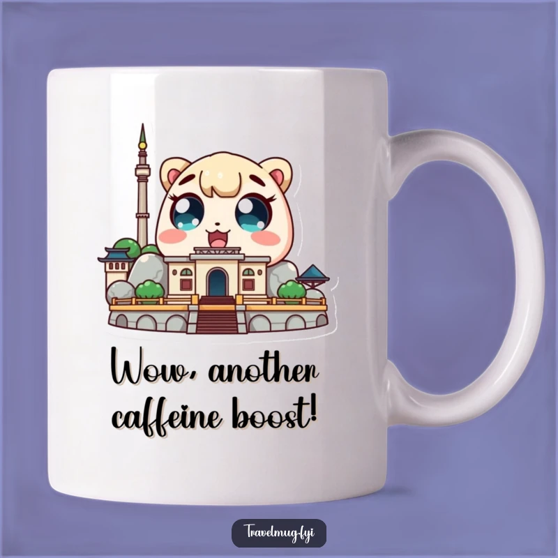Funny Kawaii Tourist Mug: Amazed Landmark Eyes, Hilarious Travel Gift Idea!