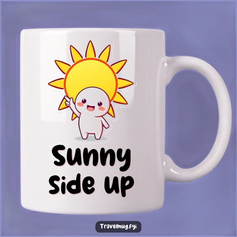 Funny Sunny Day Mug: Cheerful Character Points To Sun, Uplifting Gift