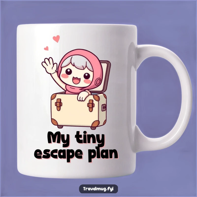 Funny Goodbye Mug: Cute Character Waving Farewell From Suitcase, Perfect Funny Gift!