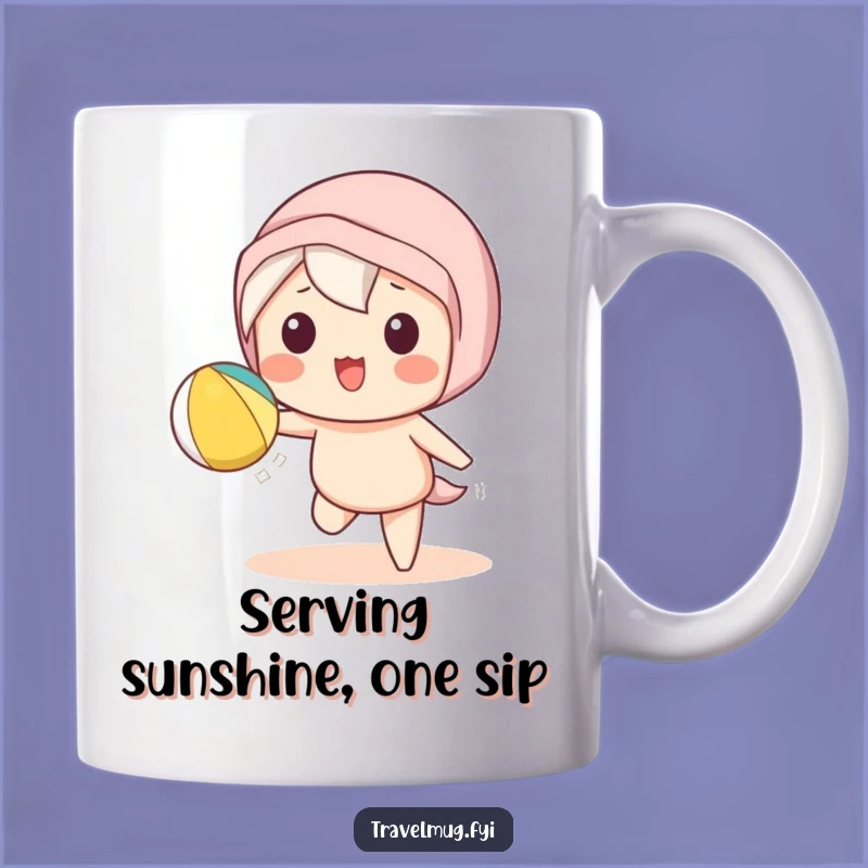 Funny Kawaii Beach Mug: Playful Toss, Hilarious Summer Gift Idea!