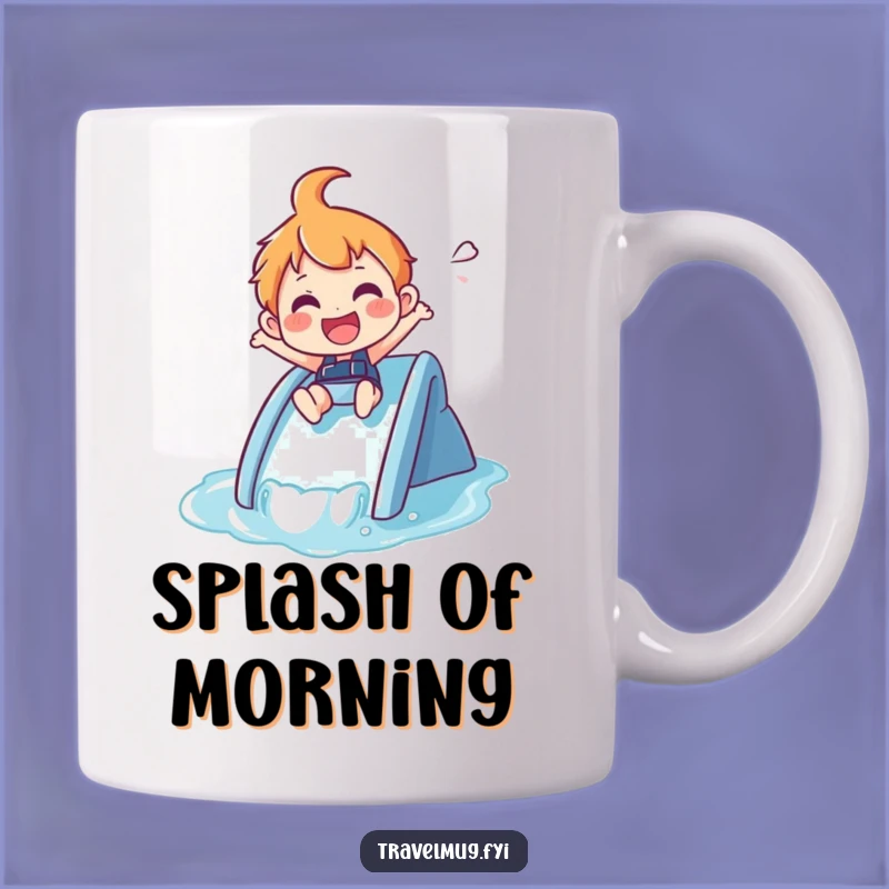 Funny Water Slide Mug: Joyful Character's Splash - Perfect Funny Gift!