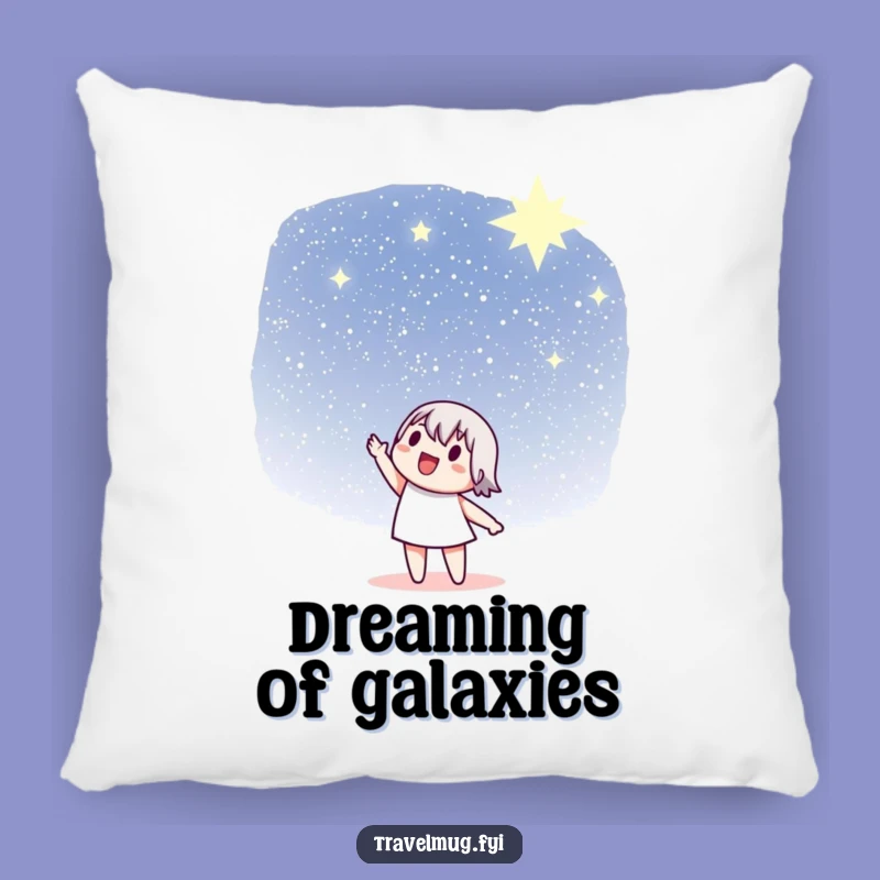 Funny Celestial Pillow: Character pointing at stars, a comfy and funny gift for relaxation.