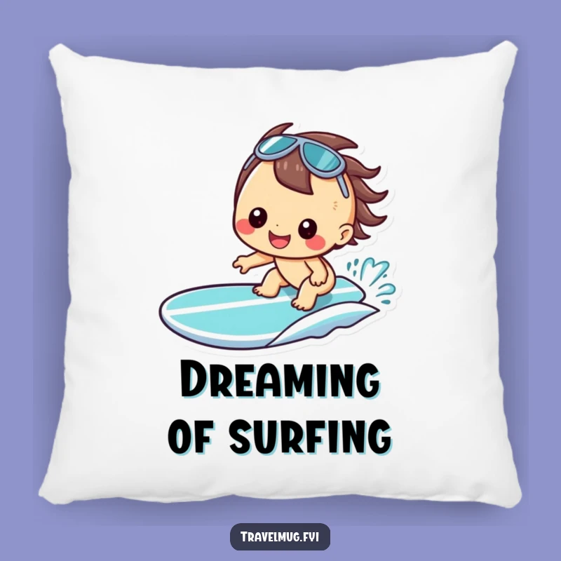 Funny Kawaii Surfer Pillow - Cozy Beach Decor Gift