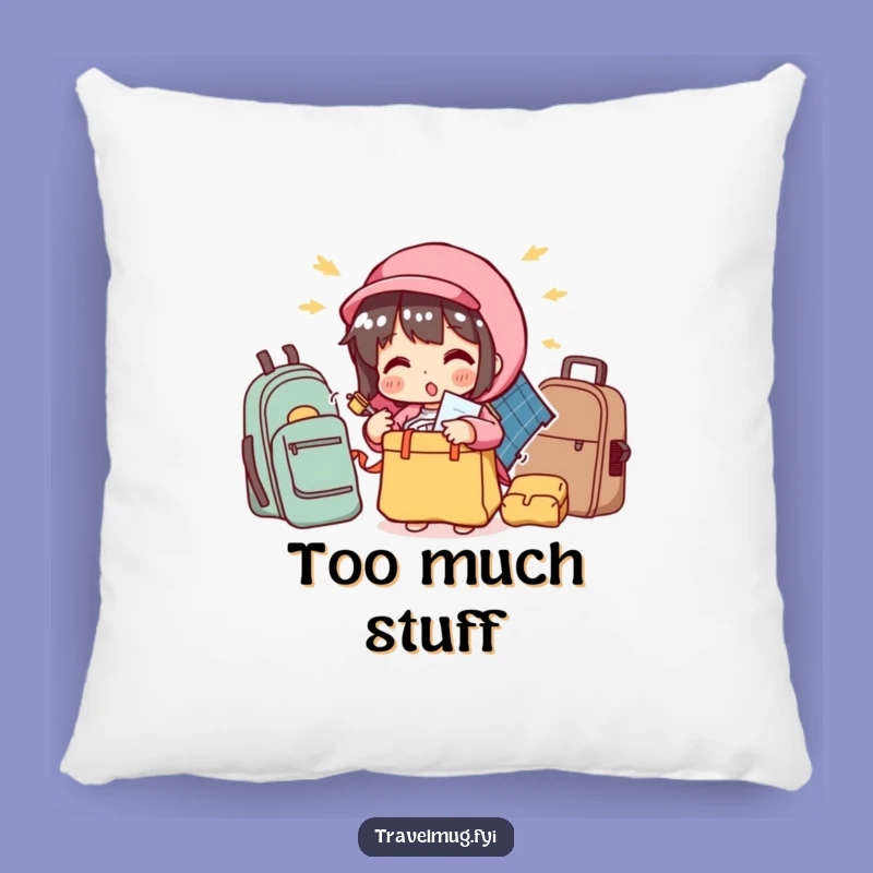 Funny Packing Pillow: Cozy Character Overstuffs Bag, Comforting Humor