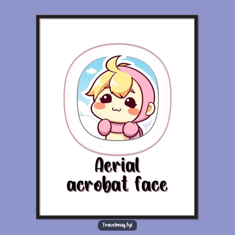 Funny Airplane Face Digital Art: Silly Kawaii Character Window Print