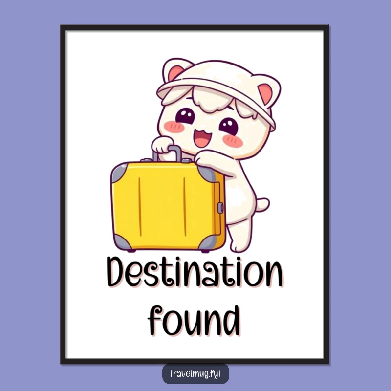 Funny Kawaii Suitcase Pointer Wall Art - Hilarious Travel Theme Gift