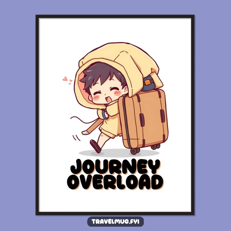 Funny Overflowing Suitcase Digital Art Print a Hilarious Wall Decor