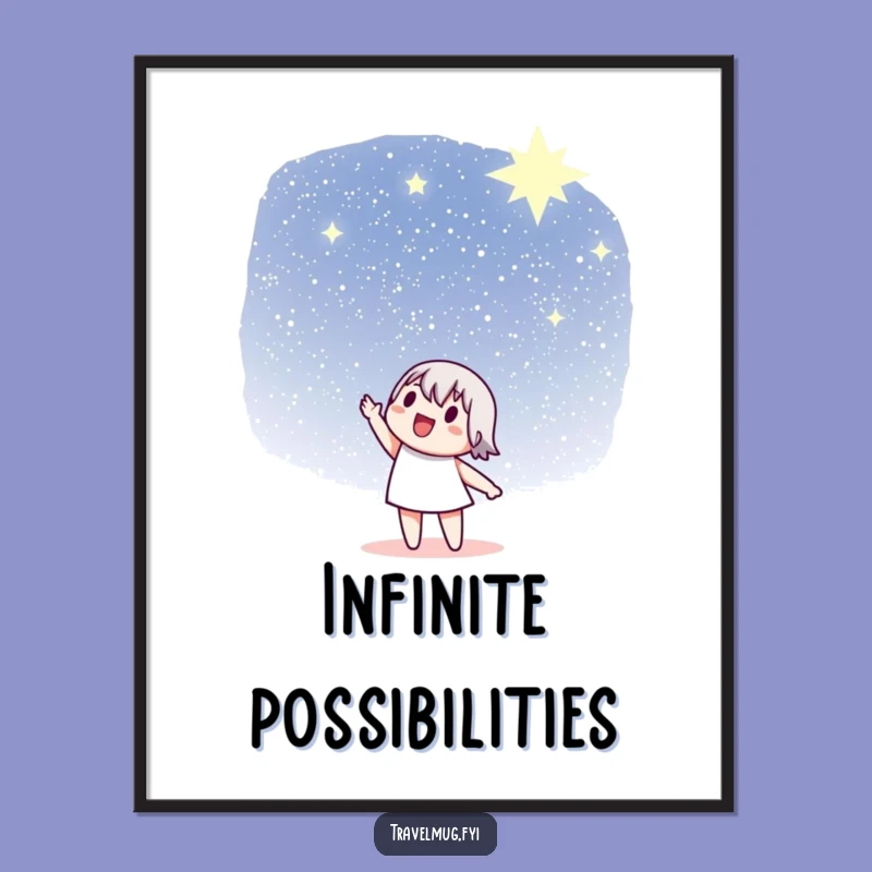 Funny Stargazer Digital Art: Character pointing at stars, a printable funny gift for instant decor.