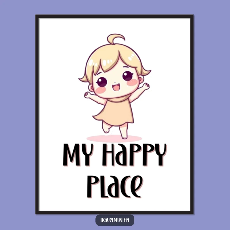 Funny Cute Character Happy Dance Print - Instant Joyful Wall Decor