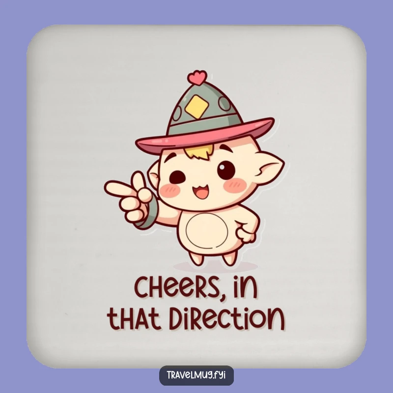 Funny Coaster: Jaunty Hat Character Points Forward, Tabletop Funny Motivational Gift!