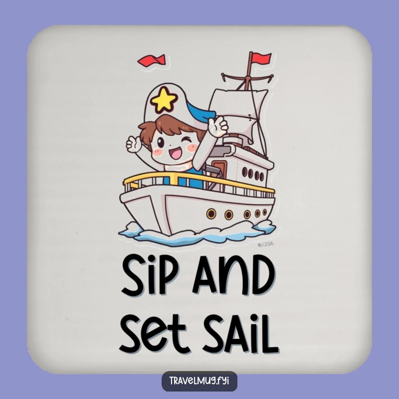 Funny Coaster Set: Happy Character's Ship Farewell - Protect Surfaces Funny Gift!