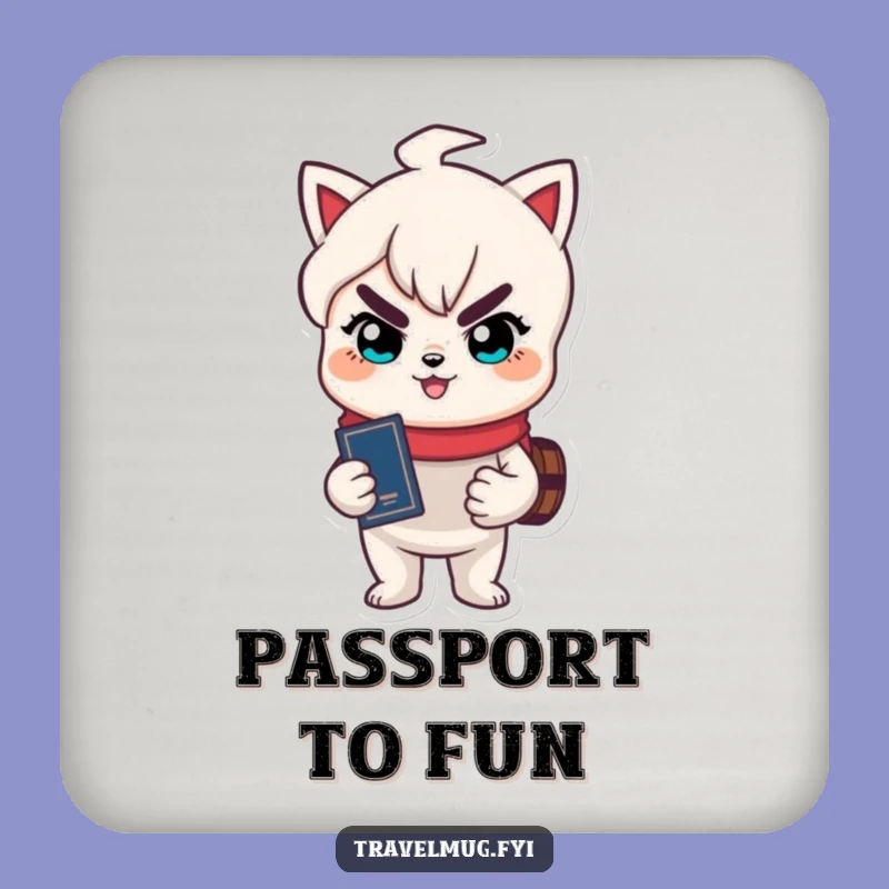 Funny 'Travel Sip' Coaster: Character's Passport Table Protection Gift