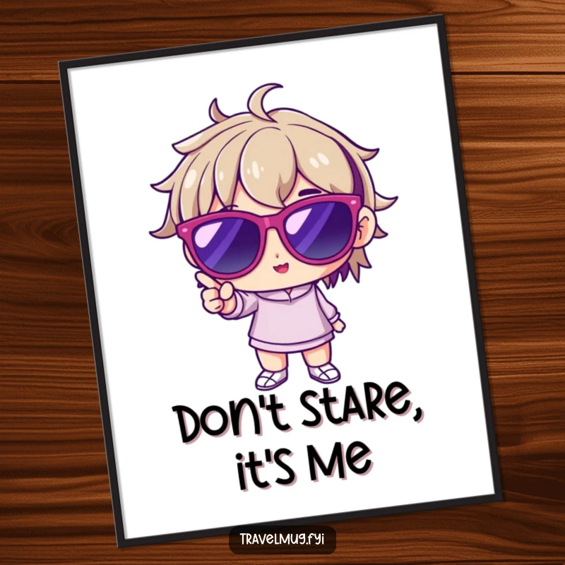 Funny poster depicting a character wearing oversized sunglasses, striking a confident and cool pose, perfect for adding a pop of personality.