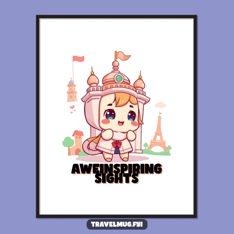 Funny Cute Character Wonder Landmark Poster - Inspiring Travel Wall Art