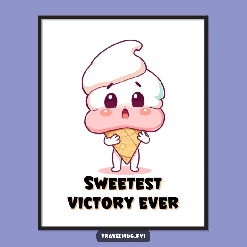 Funny Ice Cream Surprise Poster - Hilarious Character Art for Sweet Home Decor!