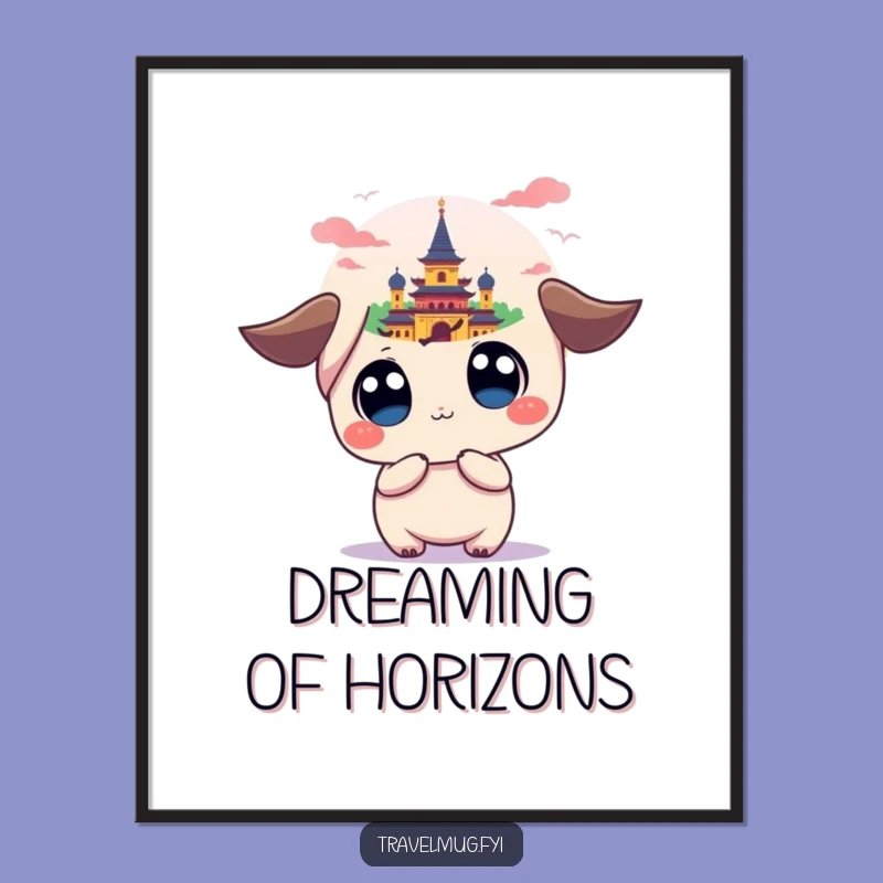 Funny Kawaii Landmark Poster: Wide-Eyed Dreamer Art, Hilarious Wall Decor Gift