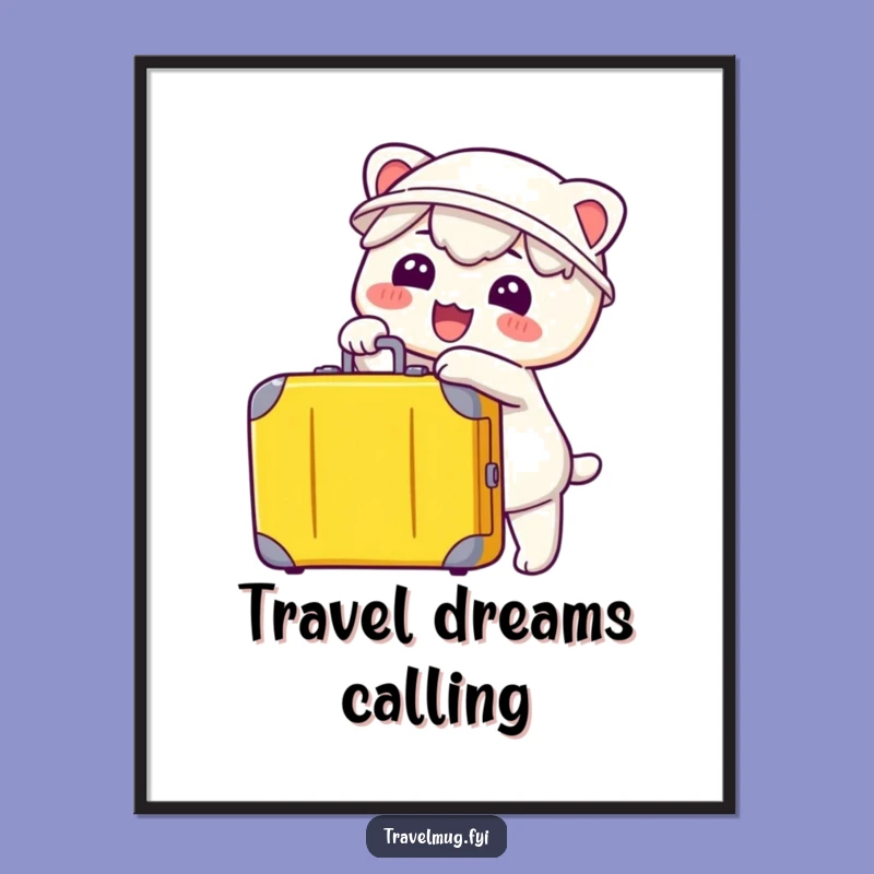 Funny Kawaii Suitcase Pointer Poster - Cute Travel Art Gift