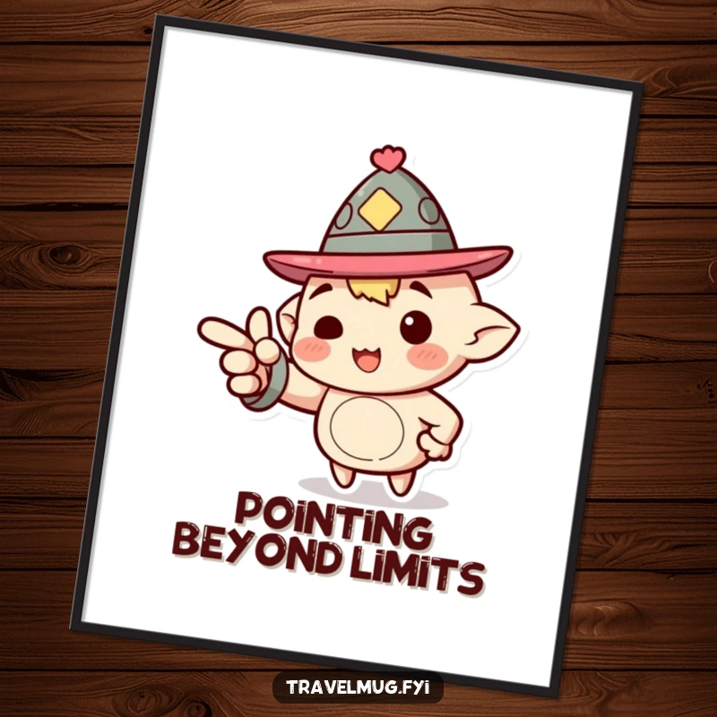 Funny Poster: A character wearing a jaunty hat enthusiastically pointing forward, symbolizing progress and ambition, great motivational decor.