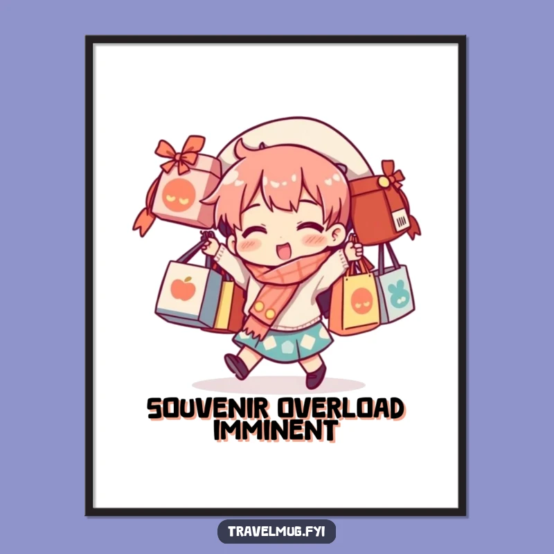 Funny Souvenir Bag Balance Poster - Hilarious Travel Art for Your Wall