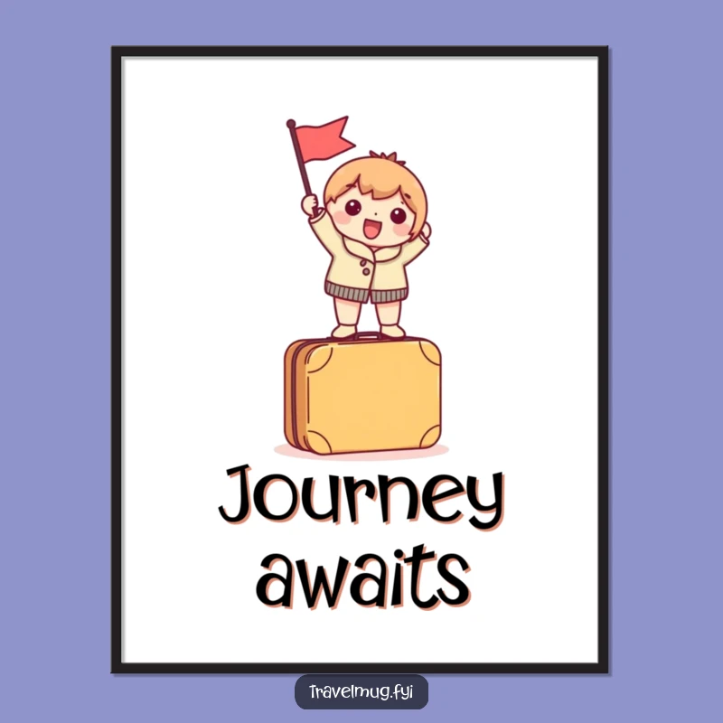 Funny Travel Art Poster: Character's Suitcase Adventure, Whimsical Decor