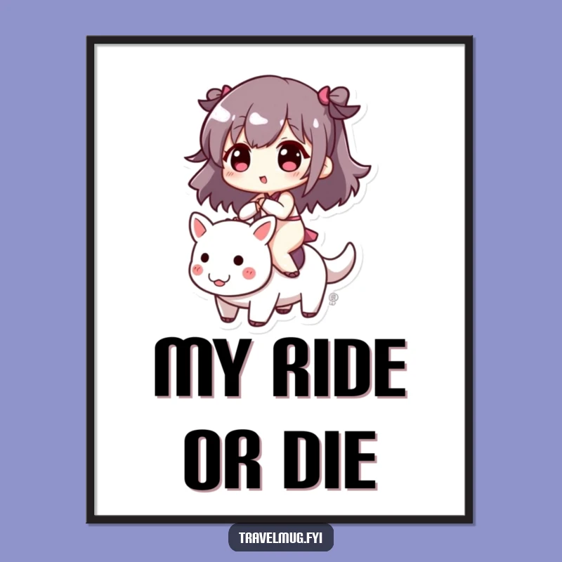 Funny Cute Character Riding Playful Creature Poster - Vibrant Humorous Wall Art