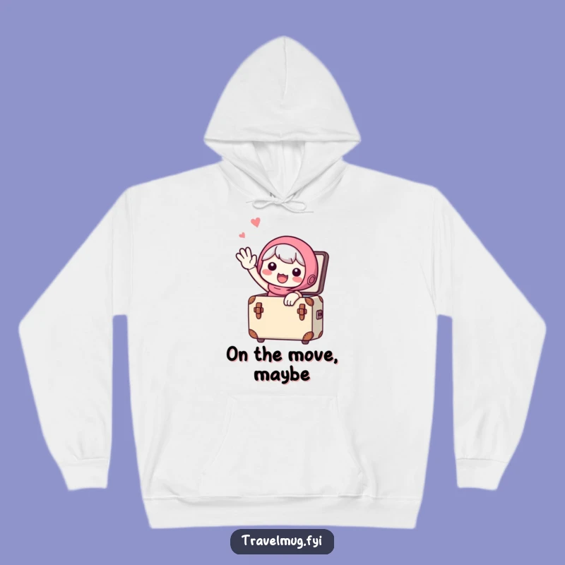 Funny Hoodie: Cute Character Waves Goodbye From Suitcase, Cozy Funny Travel Gift!