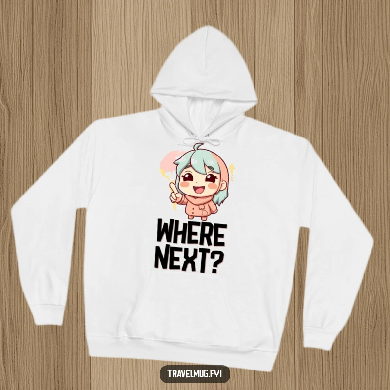 Funny Hoodie: A smiling character points with glee at a detailed map, ready for an epic journey.