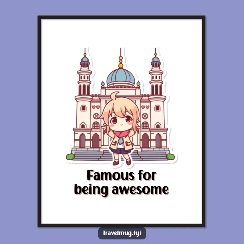 Funny Free Printable Wall Art: Landmark Pose Character, Downloadable Quirky Decor