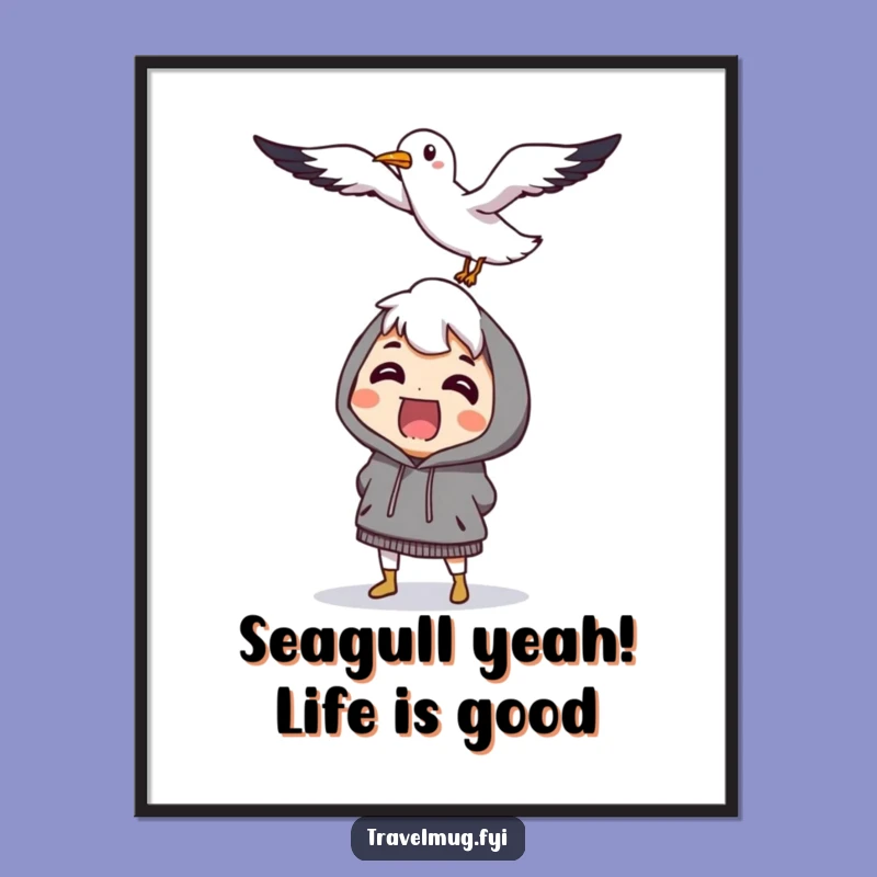 Free Printable Seagull Surprise Art: Funny Downloadable Whimsical Decor