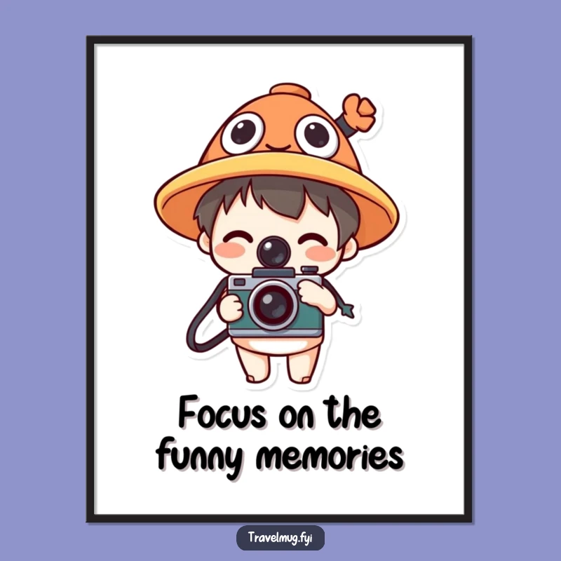 Funny Free Printable Wall Art: Hat & Camera Character, Downloadable Quirky Decor