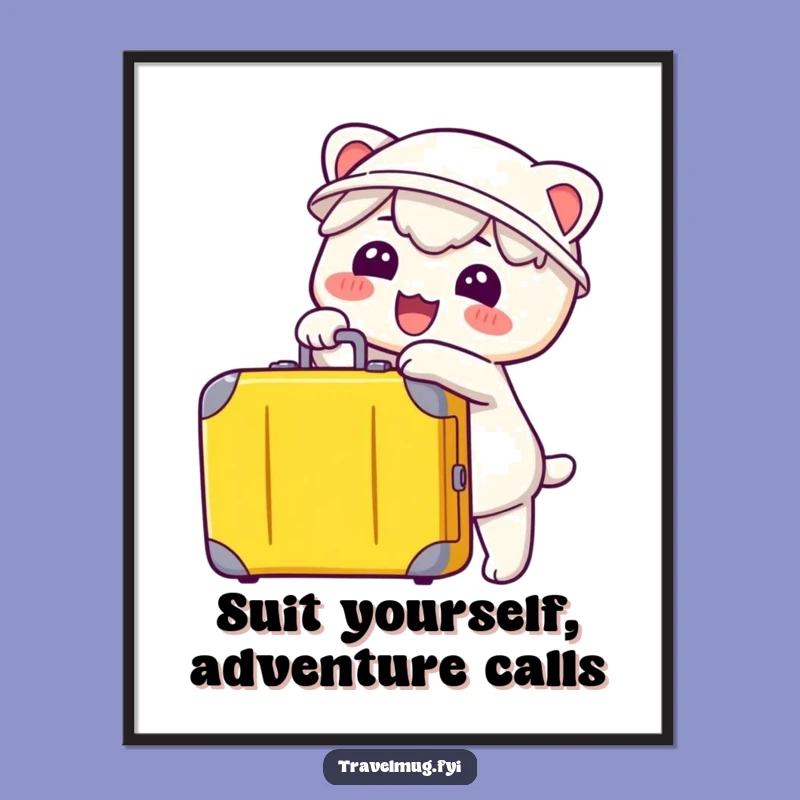 Funny Kawaii Suitcase Pointer Free Printable Wall Art: Travel Decor