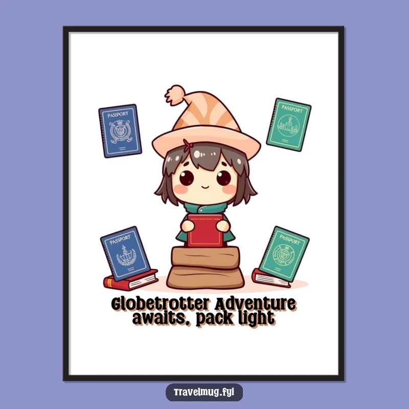 Funny Free Printable Wall Art: Passport Character Downloadable Decor