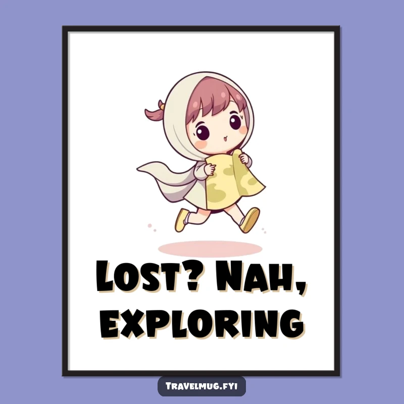 Funny Free Printable Wall Art: Skipping Explorer, Whimsical Downloadable Art