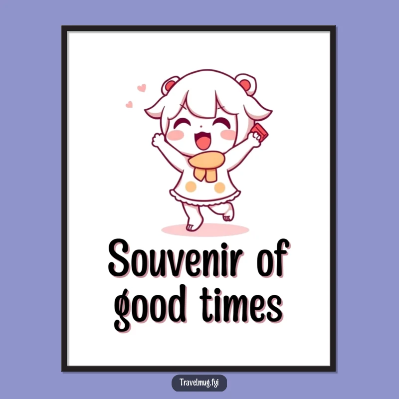 Funny Free Printable Wall Art: Kawaii Dancer with Souvenir - Downloadable Decor