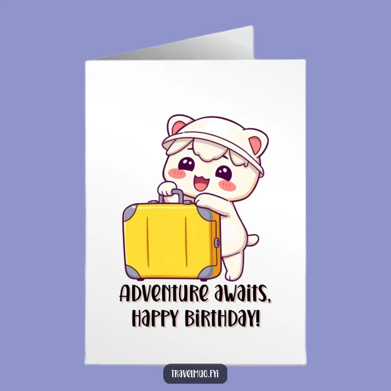 Funny Kawaii Suitcase Pointer Free Printable Birthday Card: Travel Humor Gift