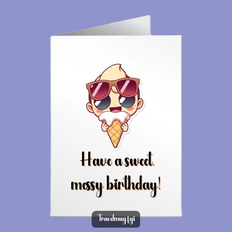 Free Printable Birthday Card: Funny Ice Cream Lover, Cool Downloadable Gift for Summer Birthdays