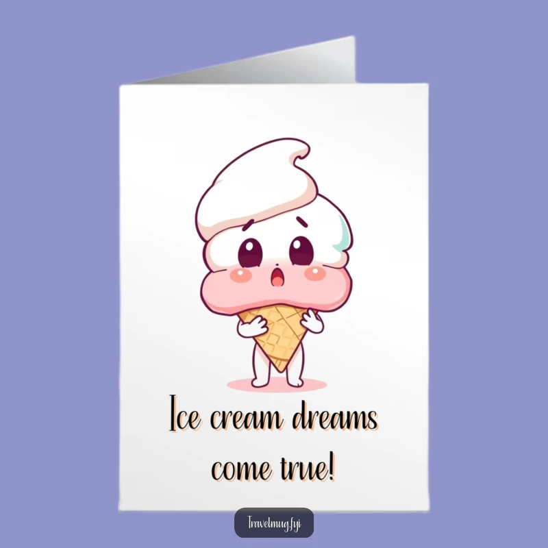Free Printable Birthday Card: Shocked Face Ice Cream Cone Funny Downloadable Gift