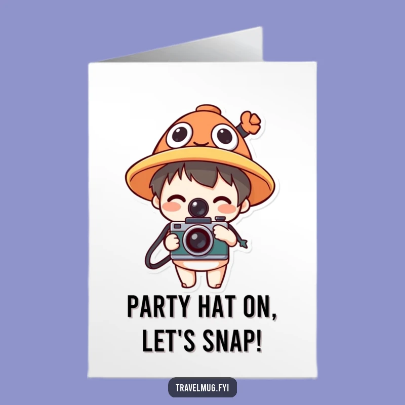 Free Printable Birthday Card: Funny Hat Camera Character, Downloadable Celebration